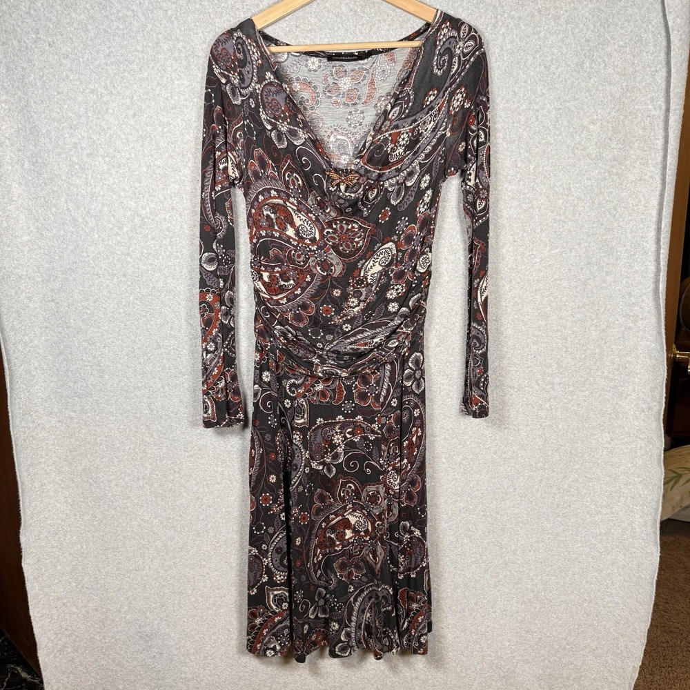 Pologarage midi dress womens 2 Y2K paisley butterfly broach vintage fairy
